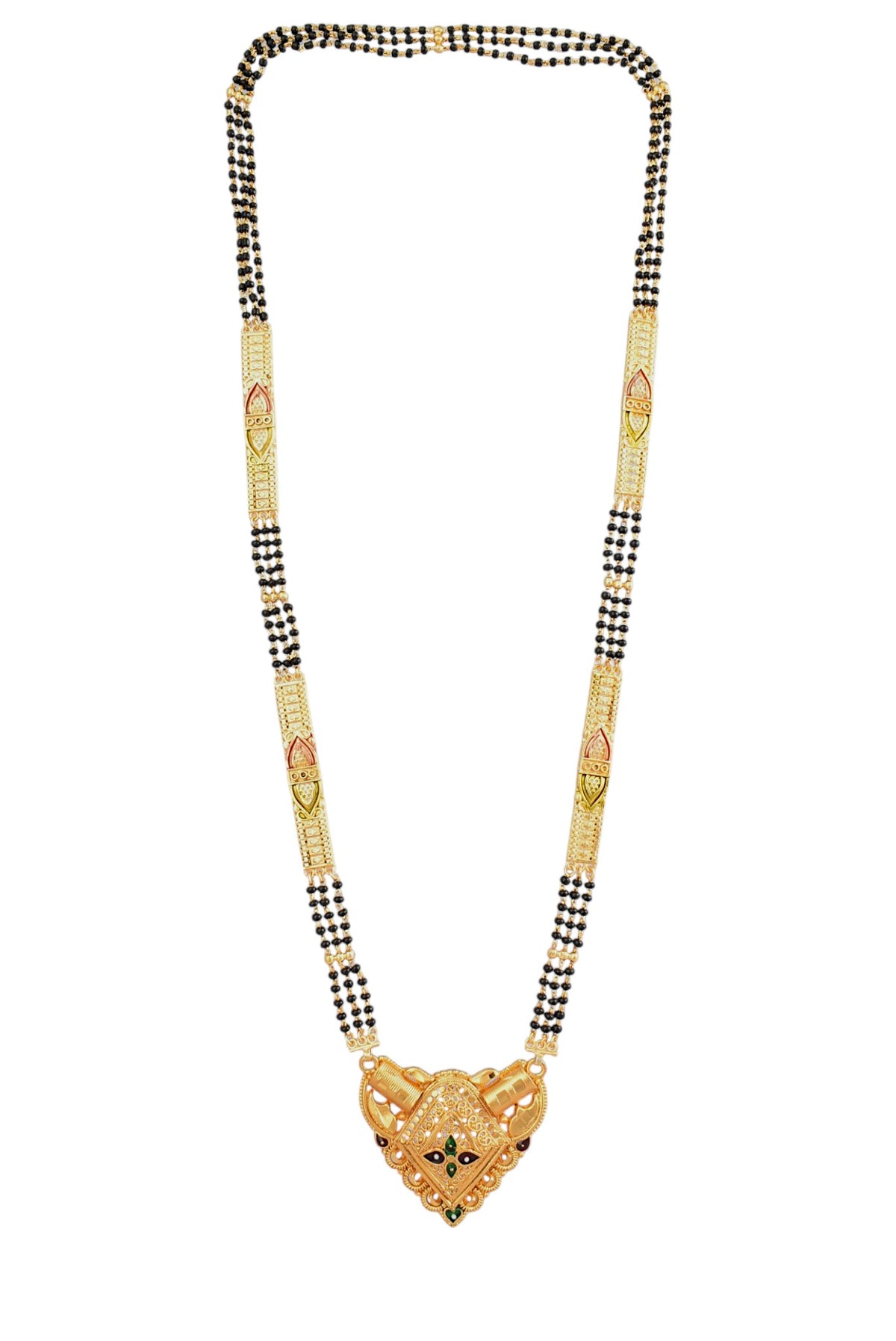 Premium Ethnic Long Double Chain Black Bead Mangalsutra for Women