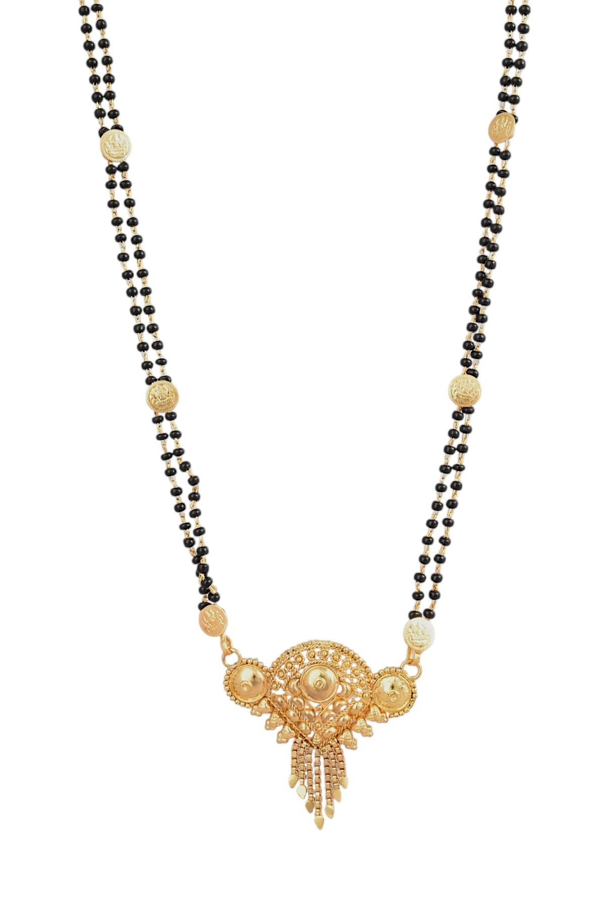 Premium Ethnic Long Double Chain Black Bead Mangalsutra for Women