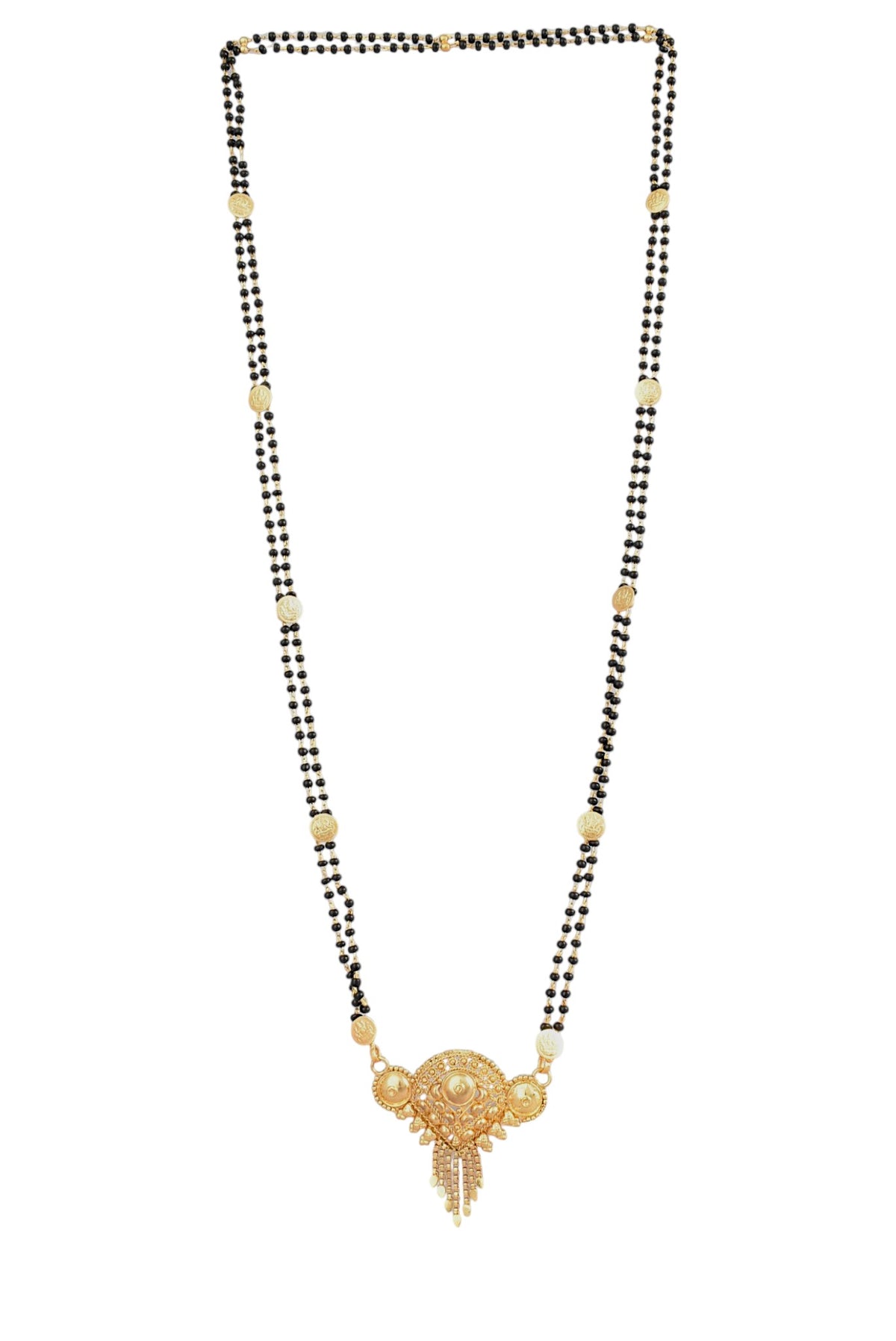 Premium Ethnic Long Double Chain Black Bead Mangalsutra for Women