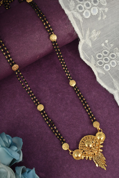 Premium Ethnic Long Double Chain Black Bead Mangalsutra for Women
