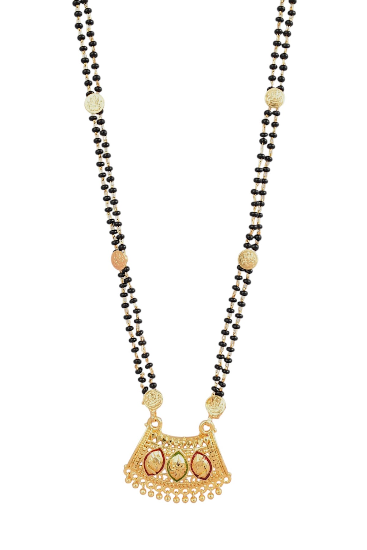 Premium Ethnic Long Double Chain Black Bead Mangalsutra for Women
