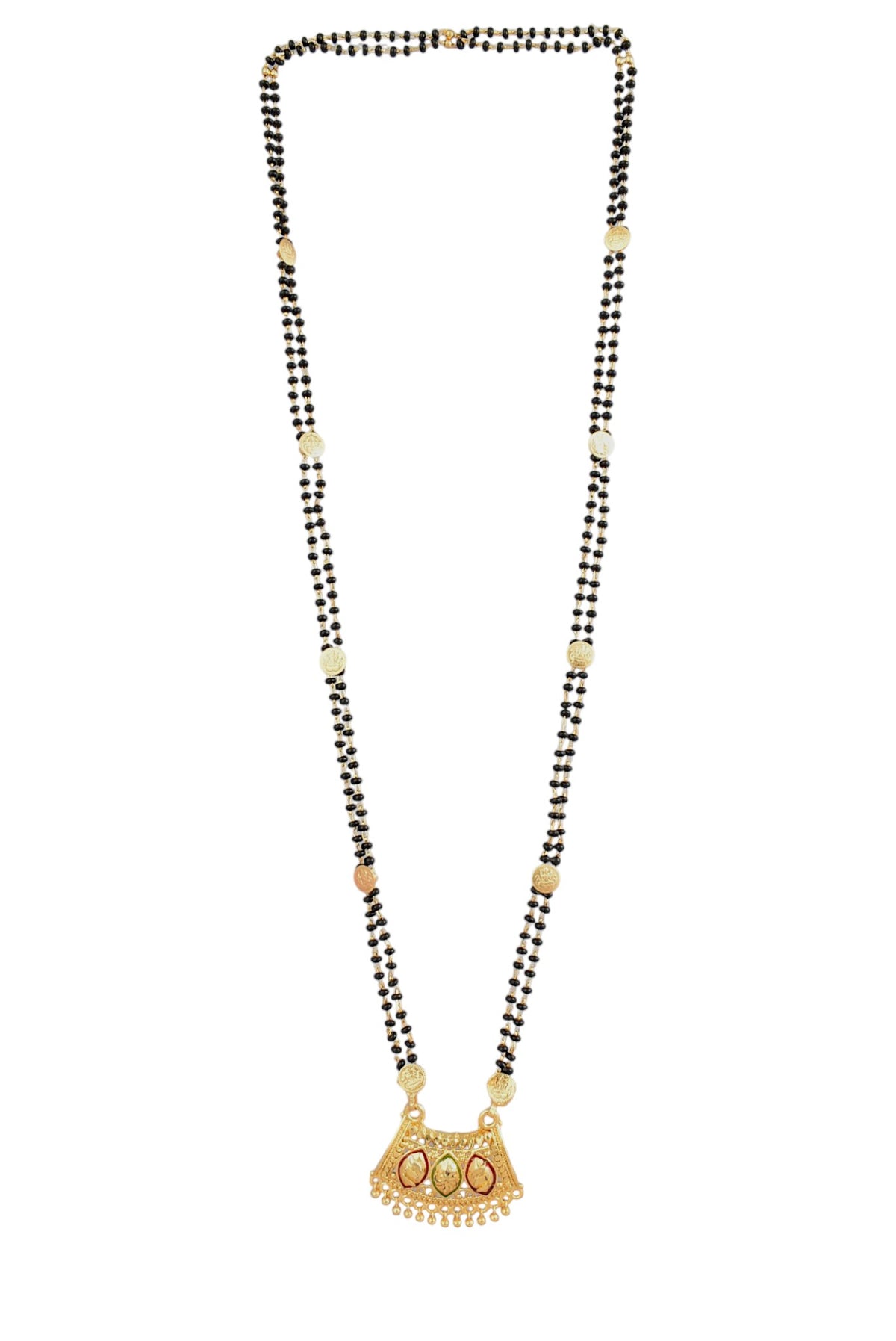 Premium Ethnic Long Double Chain Black Bead Mangalsutra for Women