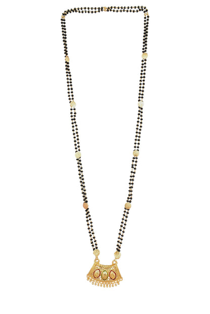 Premium Ethnic Long Double Chain Black Bead Mangalsutra for Women