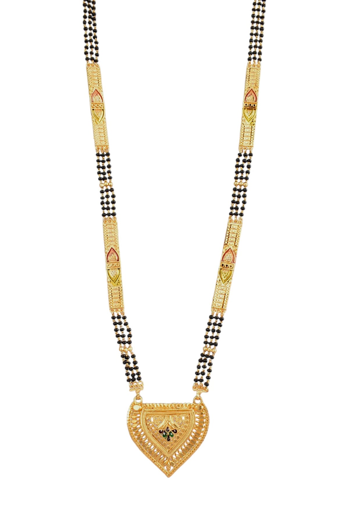 Premium Ethnic Long Double Chain Black Bead Mangalsutra for Women