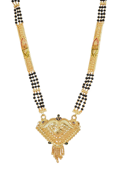 Premium Ethnic Long Double Chain Black Bead Mangalsutra for Women