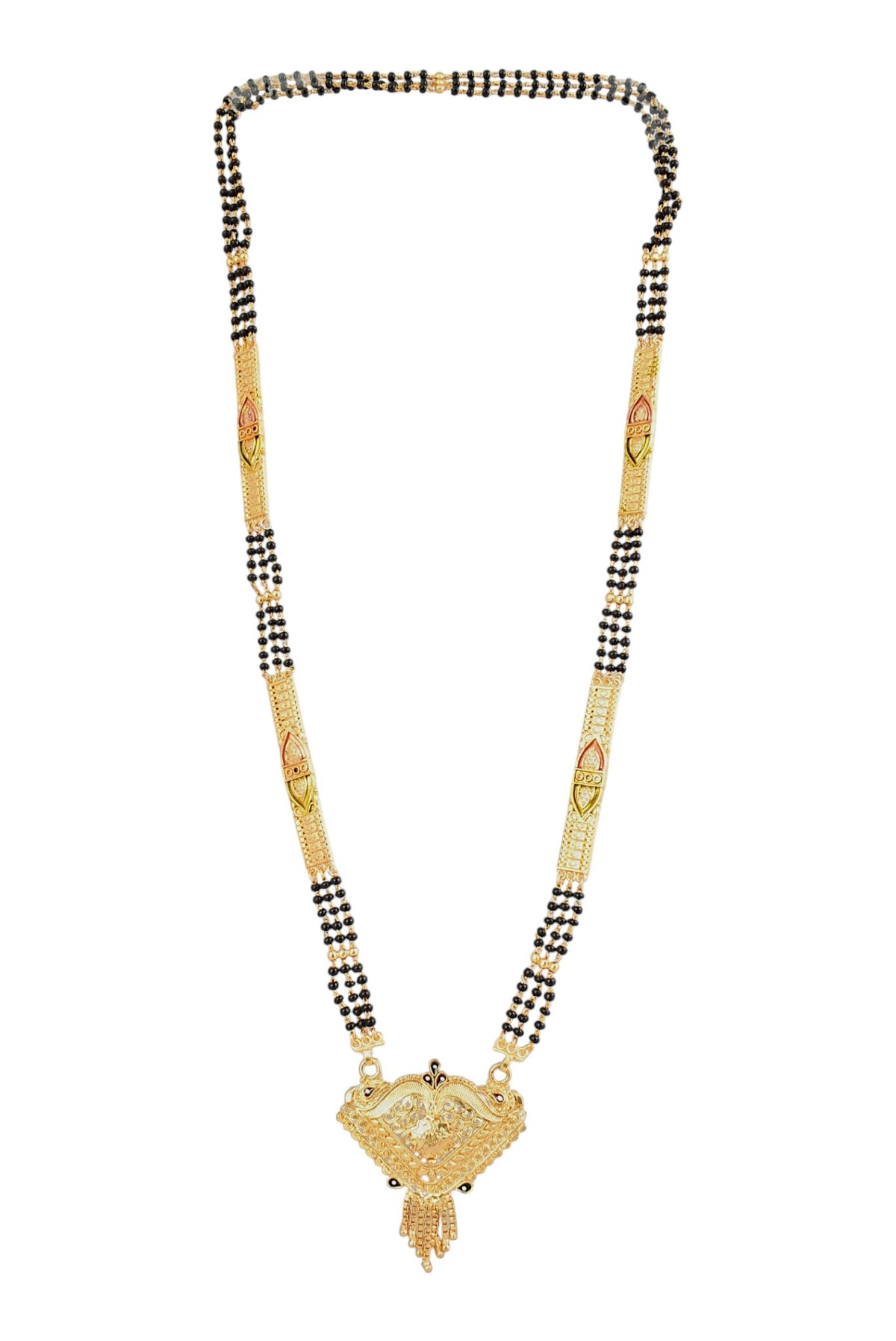 Premium Ethnic Long Double Chain Black Bead Mangalsutra for Women