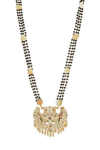 Premium Ethnic Long Double Chain Black Bead Mangalsutra for Women