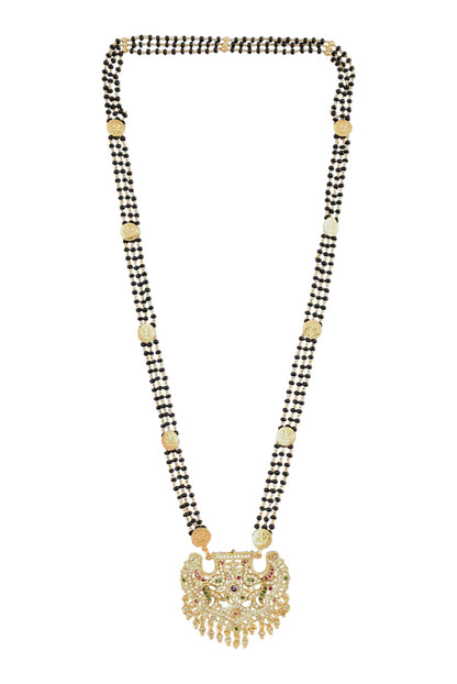 Premium Ethnic Long Double Chain Black Bead Mangalsutra for Women