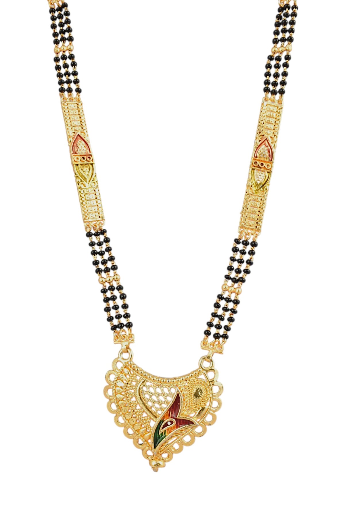 Premium Ethnic Long Double Chain Black Bead Mangalsutra for Women