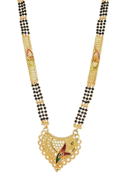 Premium Ethnic Long Double Chain Black Bead Mangalsutra for Women