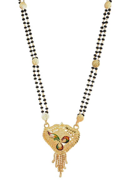 Premium Ethnic Long Double Chain Black Bead Mangalsutra for Women