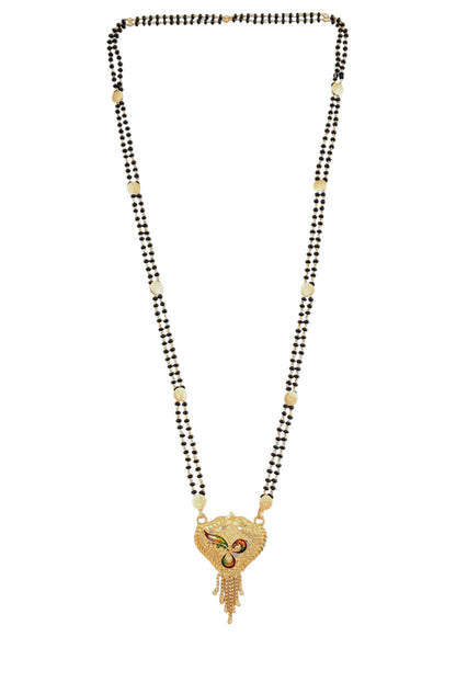 Premium Ethnic Long Double Chain Black Bead Mangalsutra for Women