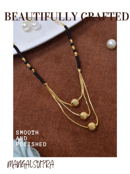 Meira Jewellery Traditional Mangalsutra for Women, Black Beads Chain with Pendant, Gold Plated Mangalsutra Necklace, Ethnic, Stylish Anniversary, Wedding, Festive Mangalsutra Jewellery for Women-40
