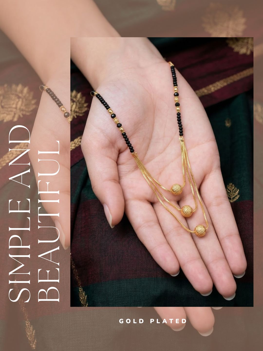 Meira Jewellery Traditional Mangalsutra for Women, Black Beads Chain with Pendant, Gold Plated Mangalsutra Necklace, Ethnic, Stylish Anniversary, Wedding, Festive Mangalsutra Jewellery for Women-40