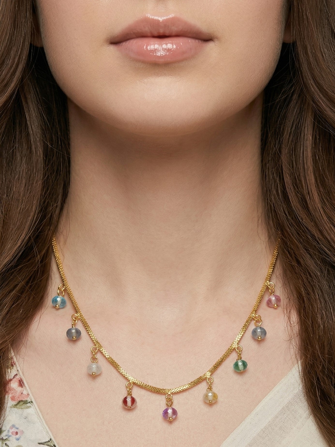 Meira Jewellery Traditional Gold Plated Dokiya Mala Necklace for Women Featuring Gold Beads and Elegant Green and Purple Pearl Accents, Perfect for Ethnic Festive and Wedding Jewellery