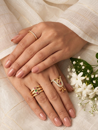 Women's Traditional Ethnic Combo of 3 Statement Ring