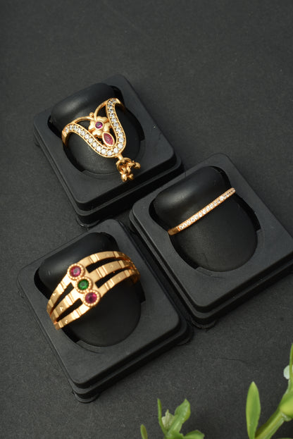 Women's Traditional Ethnic Combo of 3 Statement Ring