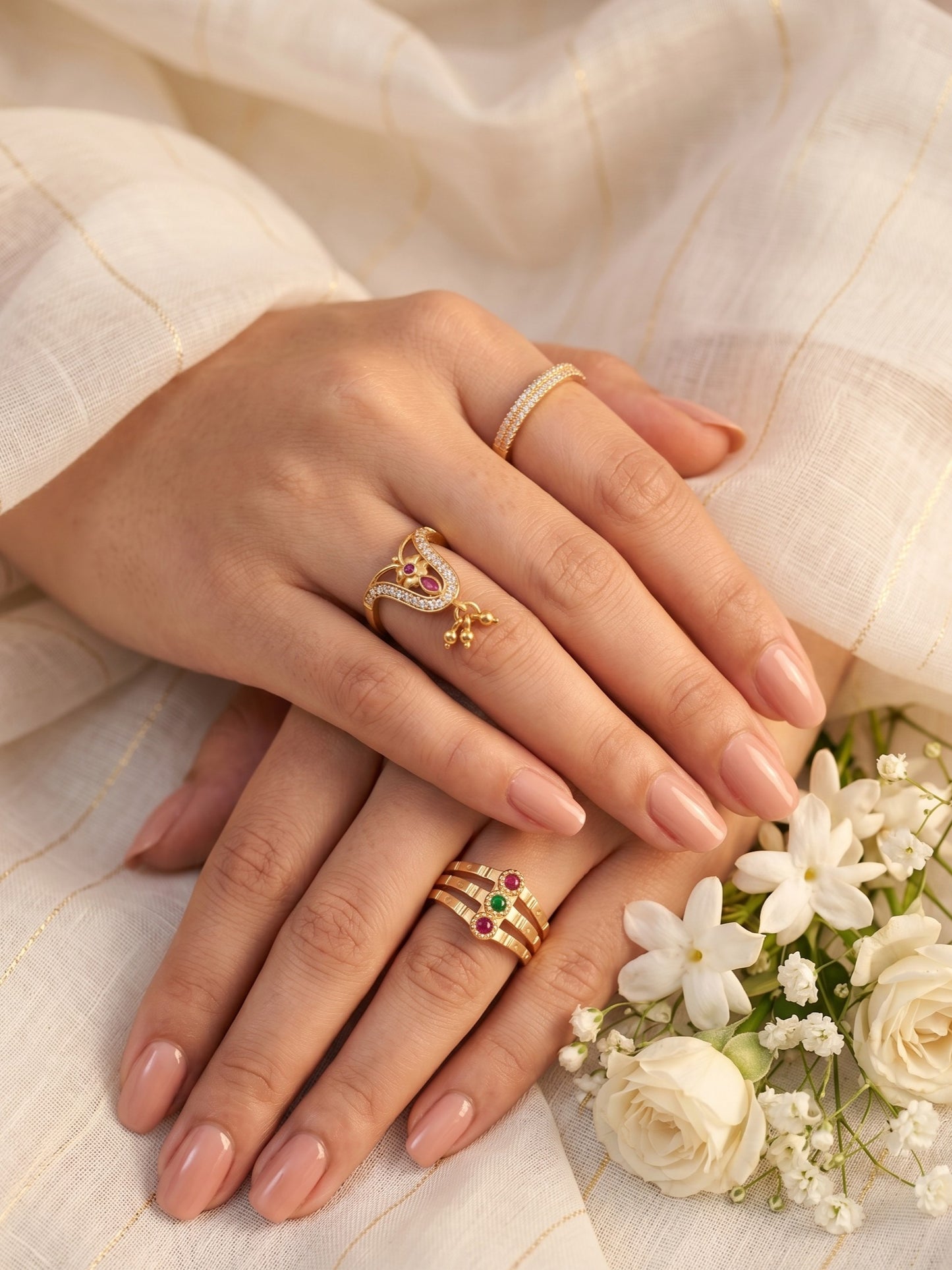 Women's Traditional Ethnic Combo of 3 Statement Ring