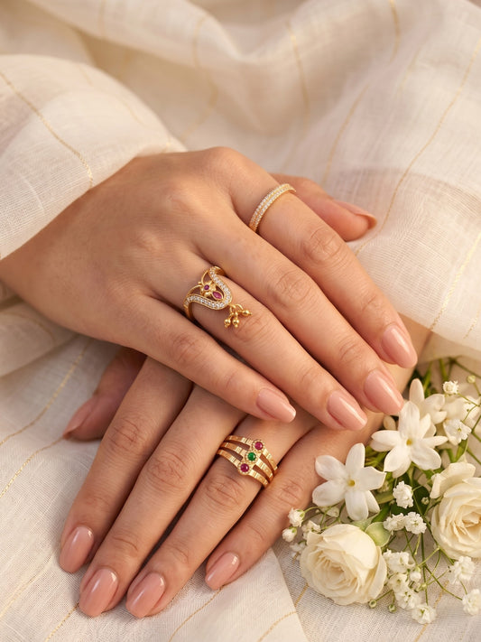 Women's Traditional Ethnic Combo of 3 Statement Ring