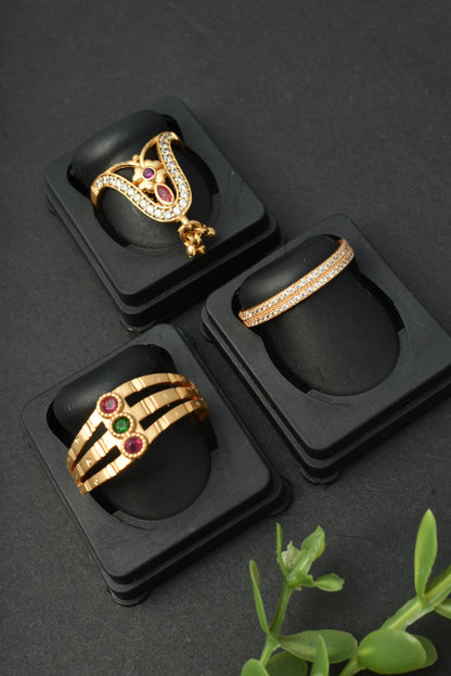 Women's Traditional Ethnic Combo of 3 Statement Ring