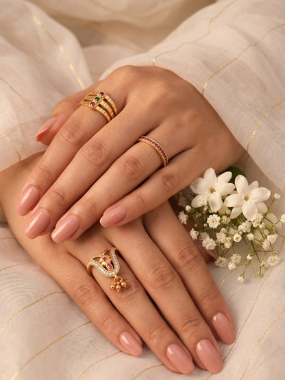 Women's Traditional Ethnic Combo of 3 Statement Ring