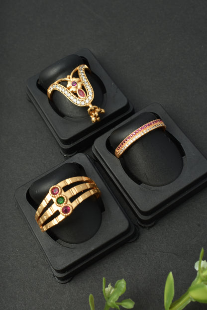 Women's Traditional Ethnic Combo of 3 Statement Ring