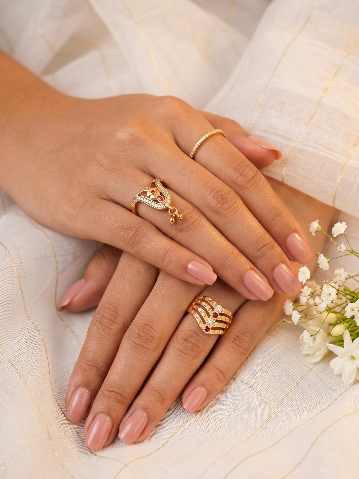 Women's Traditional Ethnic Combo of 3 Statement Ring