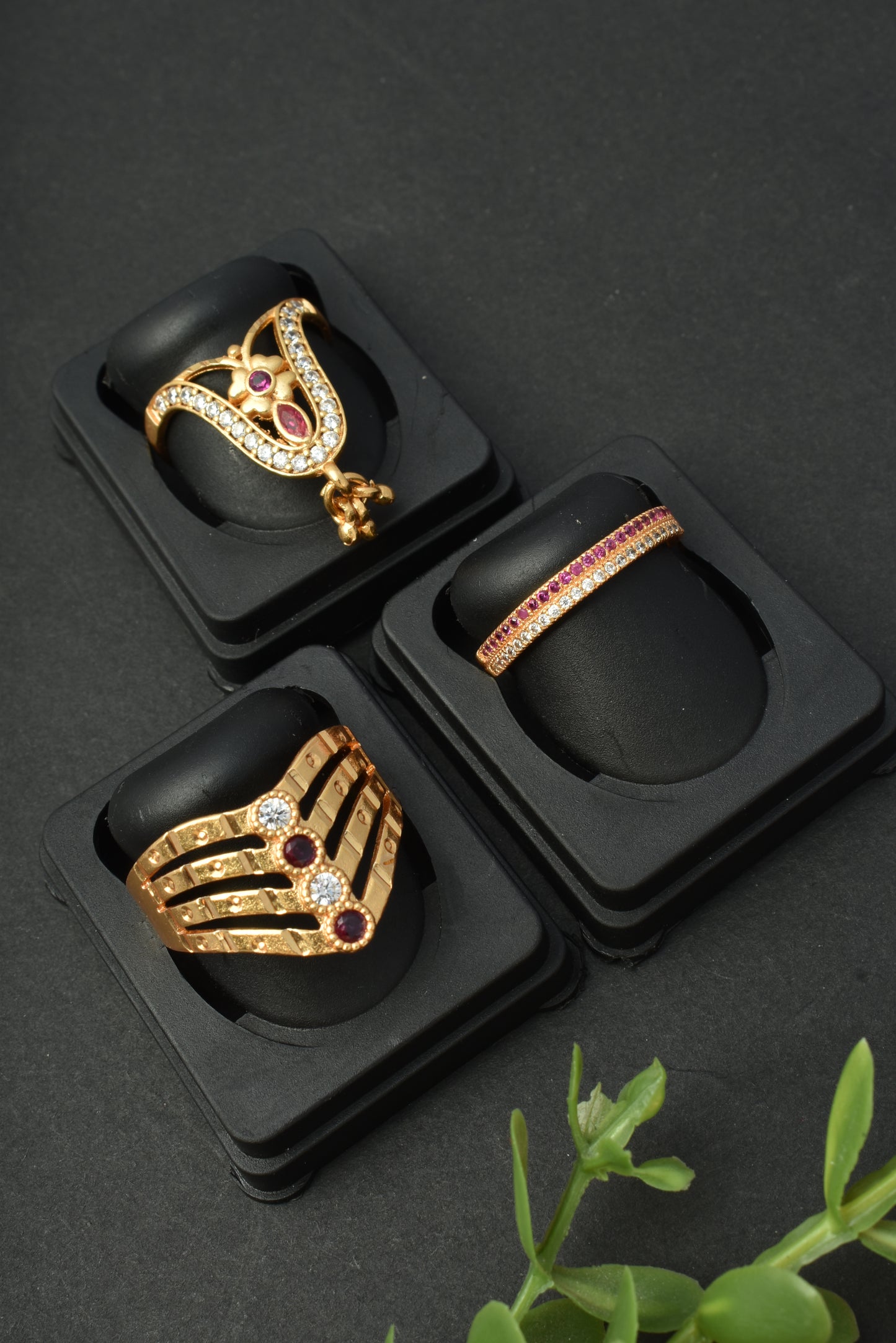 Women's Traditional Ethnic Combo of 3 Statement Ring