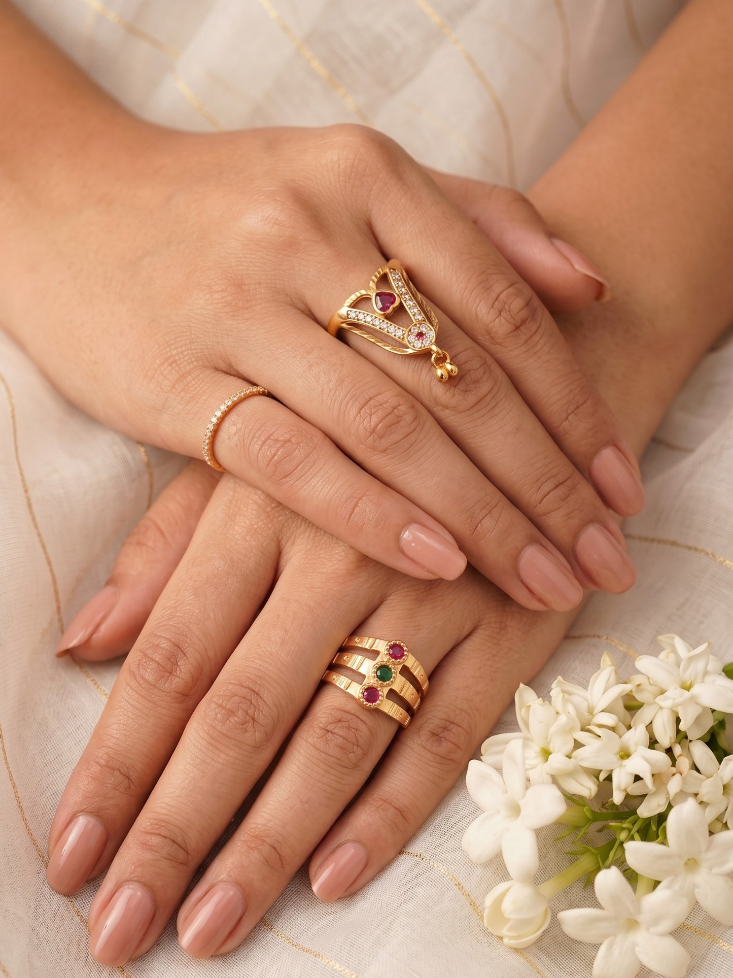 Women's Traditional Ethnic Combo of 3 Statement Ring