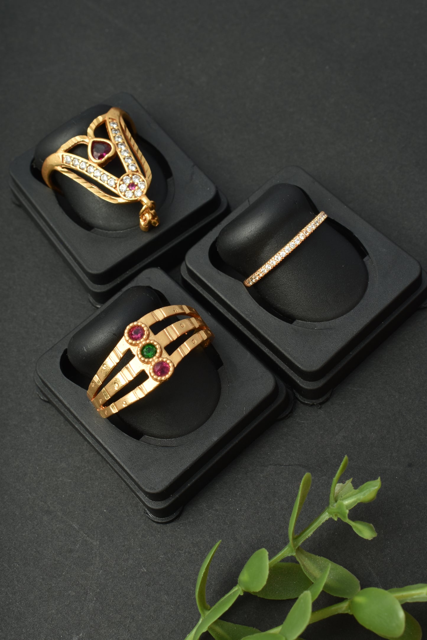 Women's Traditional Ethnic Combo of 3 Statement Ring