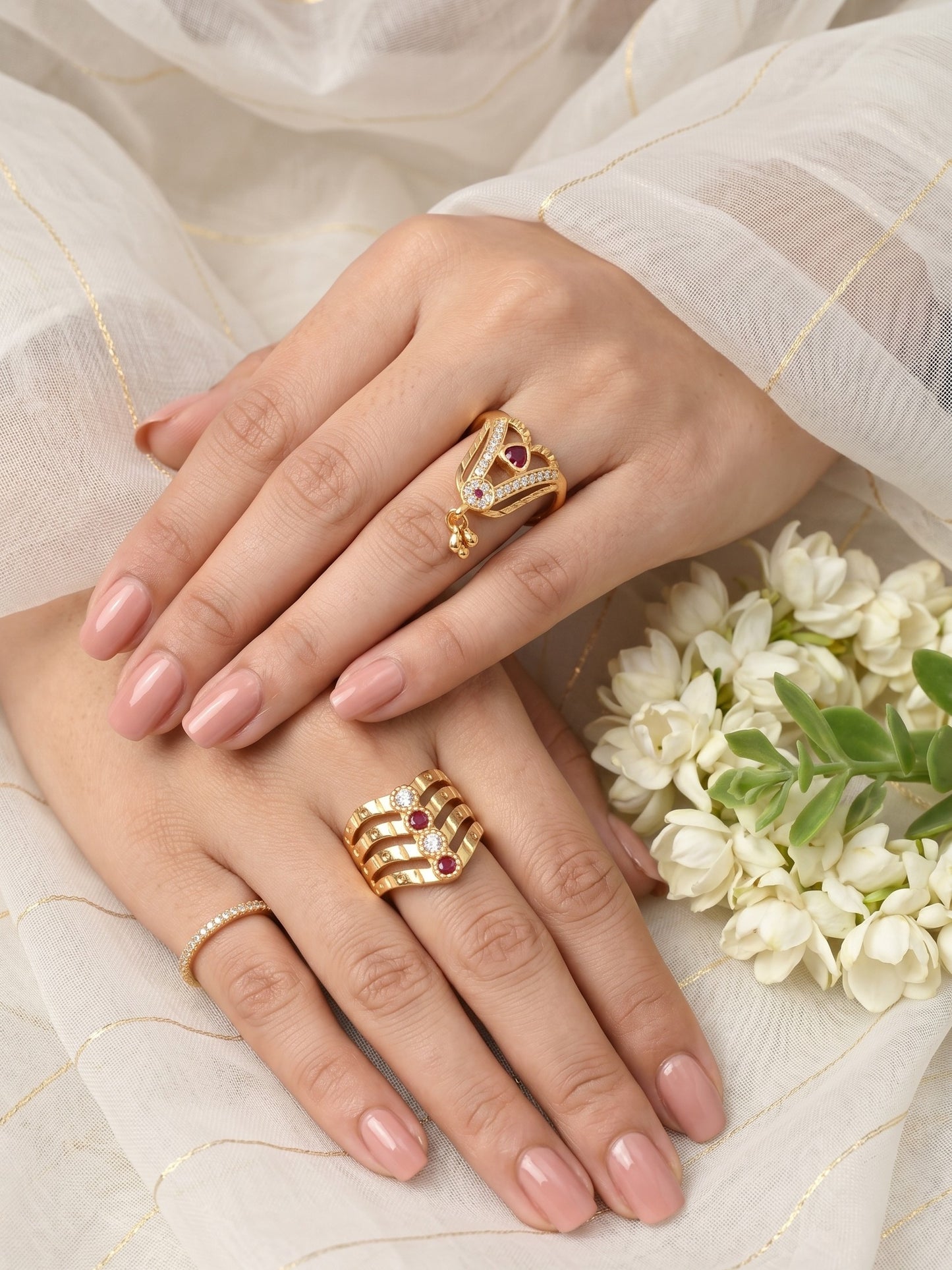 Women's Traditional Ethnic Combo of 3 Statement Ring