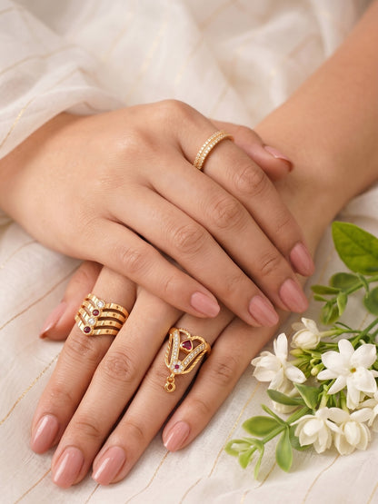 Women's Traditional Ethnic Combo of 3 Statement Ring