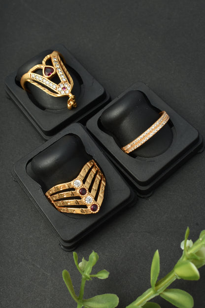 Women's Traditional Ethnic Combo of 3 Statement Ring