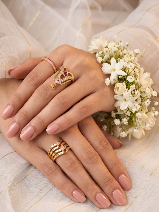 Women's Traditional Ethnic Combo of 3 Statement Ring