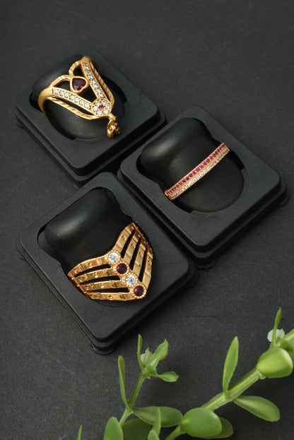 Women's Traditional Ethnic Combo of 3 Statement Ring