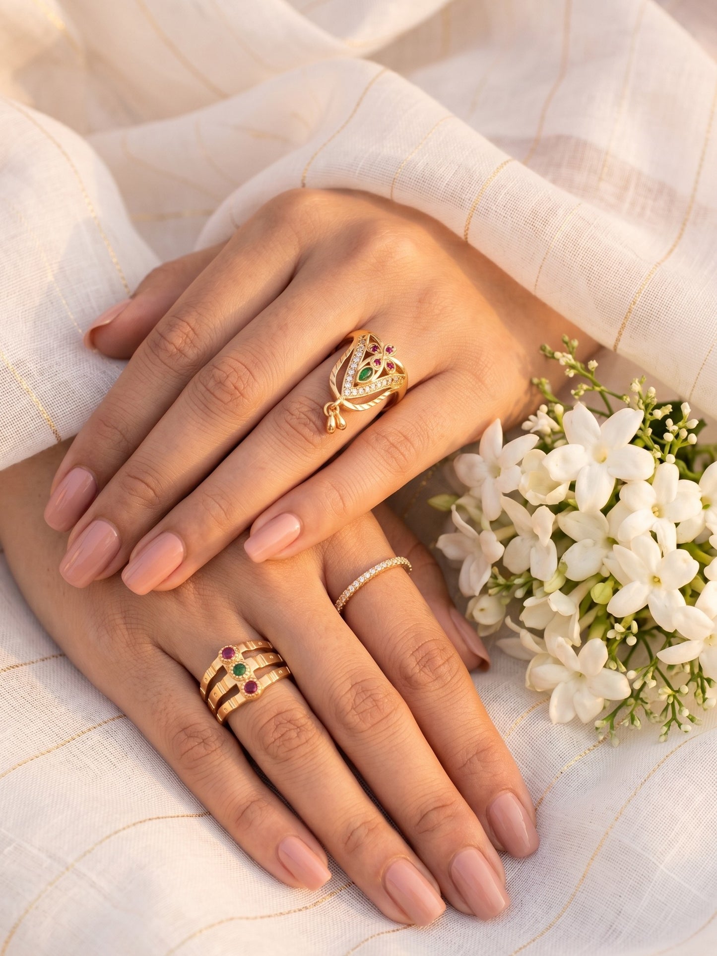 Women's Traditional Ethnic Combo of 3 Statement Ring