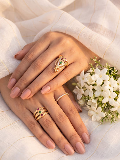Women's Traditional Ethnic Combo of 3 Statement Ring