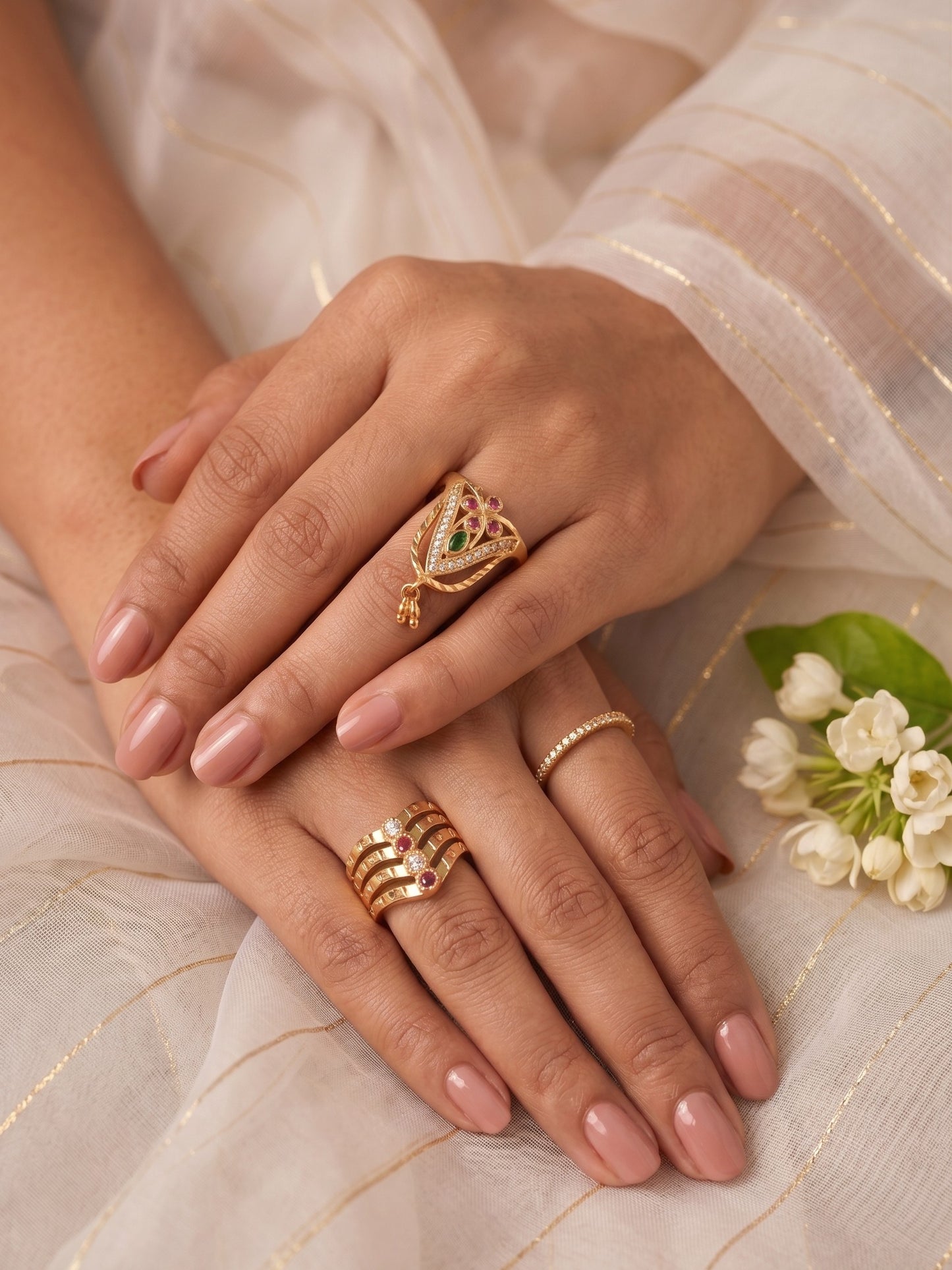 Women's Traditional Ethnic Combo of 3 Statement Ring