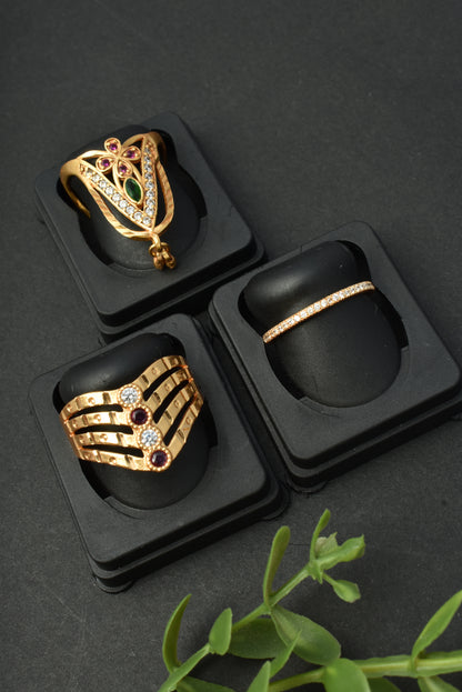Women's Traditional Ethnic Combo of 3 Statement Ring