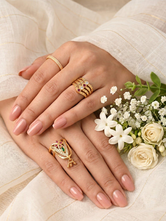 Women's Traditional Ethnic Combo of 3 Statement Ring