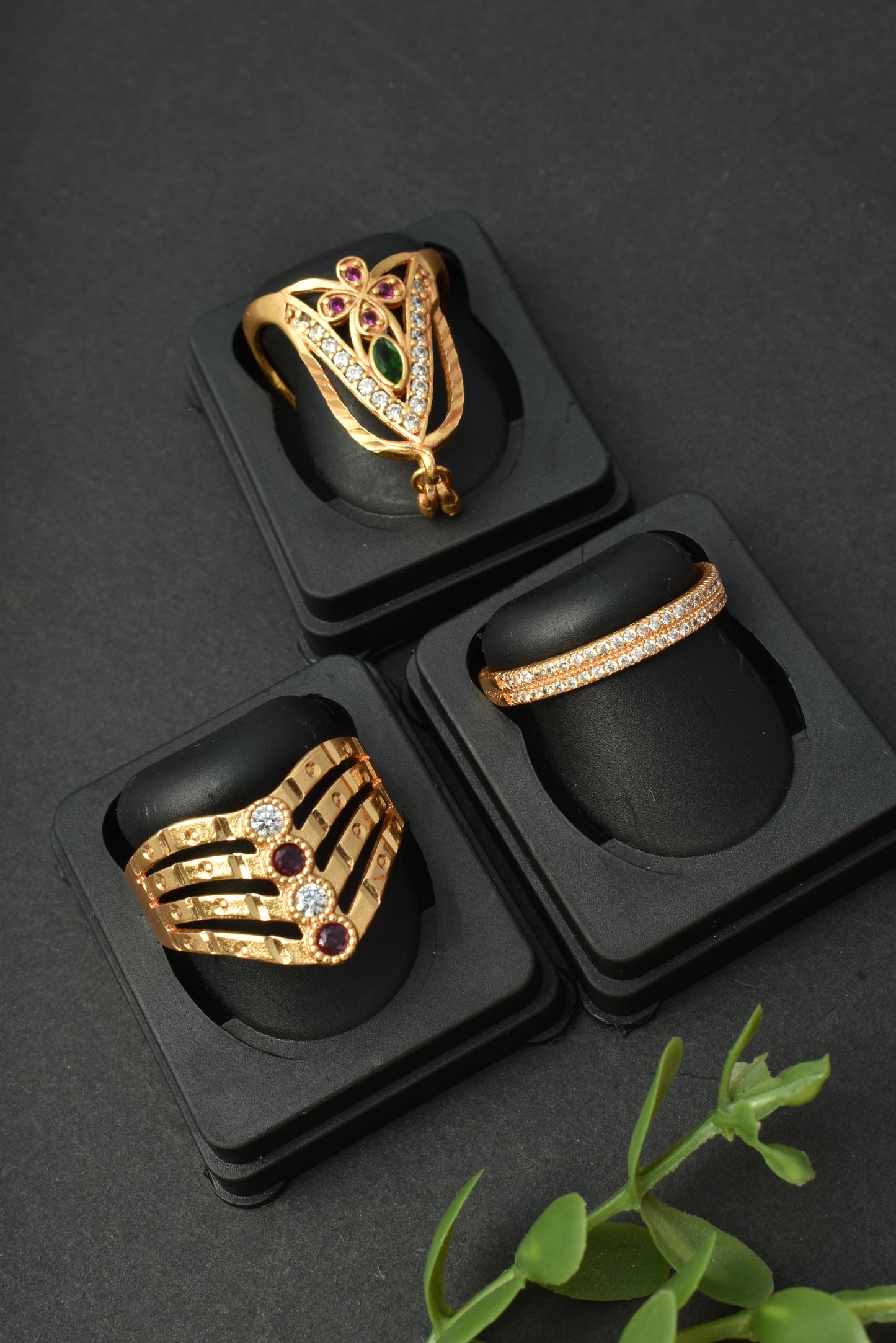 Women's Traditional Ethnic Combo of 3 Statement Ring