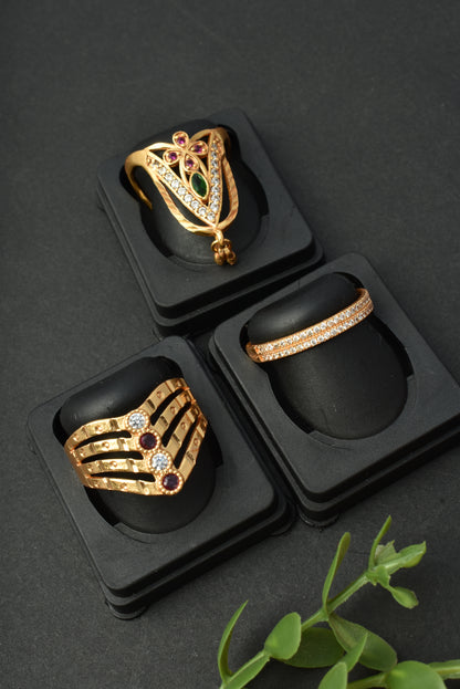 Women's Traditional Ethnic Combo of 3 Statement Ring