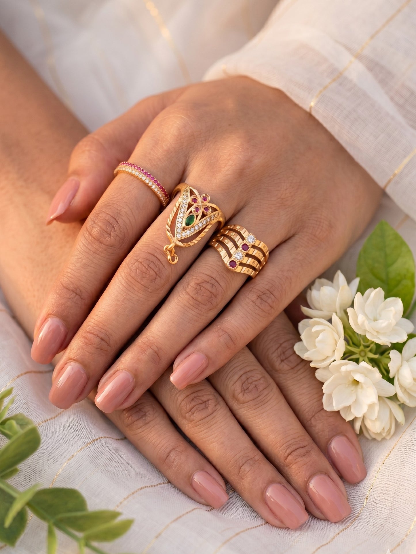 Women's Traditional Ethnic Combo of 3 Statement Ring
