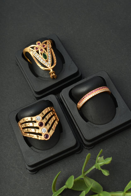 Women's Traditional Ethnic Combo of 3 Statement Ring