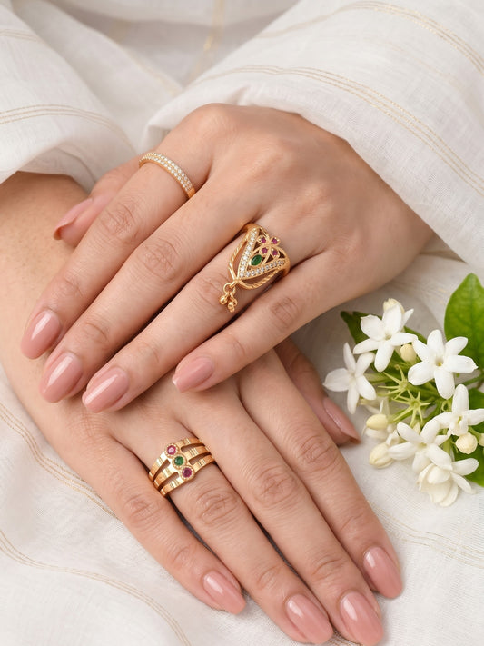 Women's Traditional Ethnic Combo of 3 Statement Ring