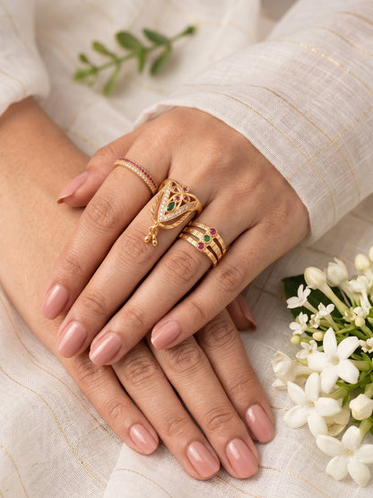 Women's Traditional Ethnic Combo of 3 Statement Ring