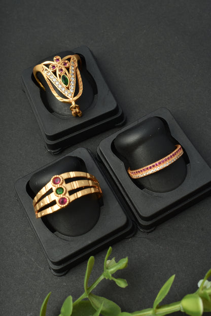 Women's Traditional Ethnic Combo of 3 Statement Ring