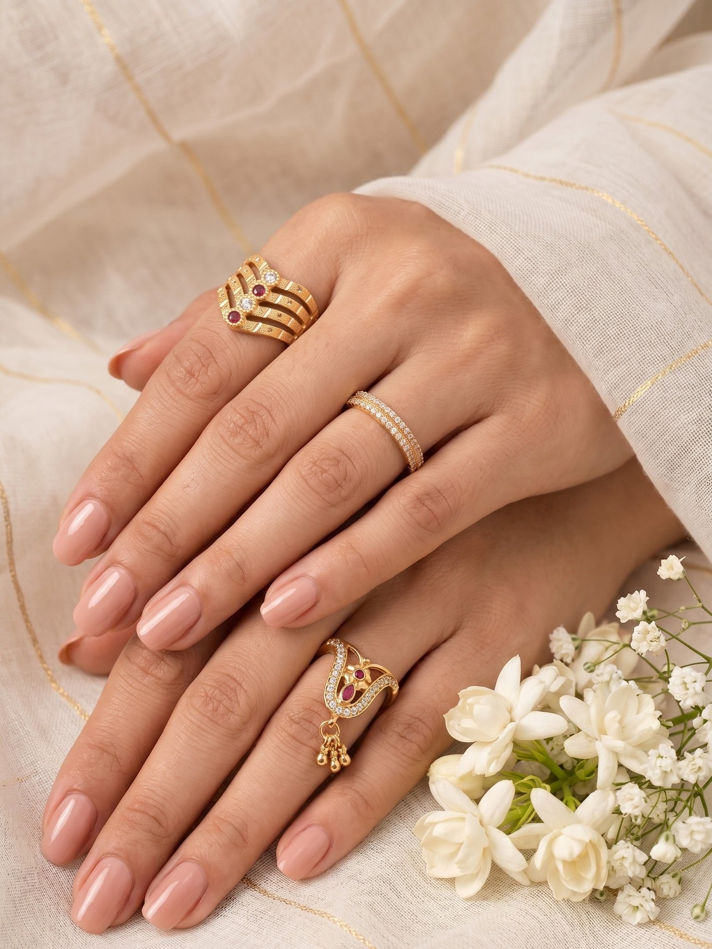 Women's Traditional Ethnic Combo of 3 Statement Ring