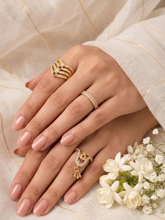 Women's Traditional Ethnic Combo of 3 Statement Ring