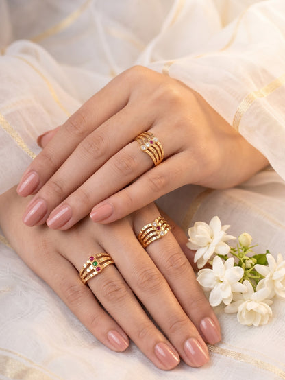 Women's Traditional Ethnic Combo of 3 Statement Ring